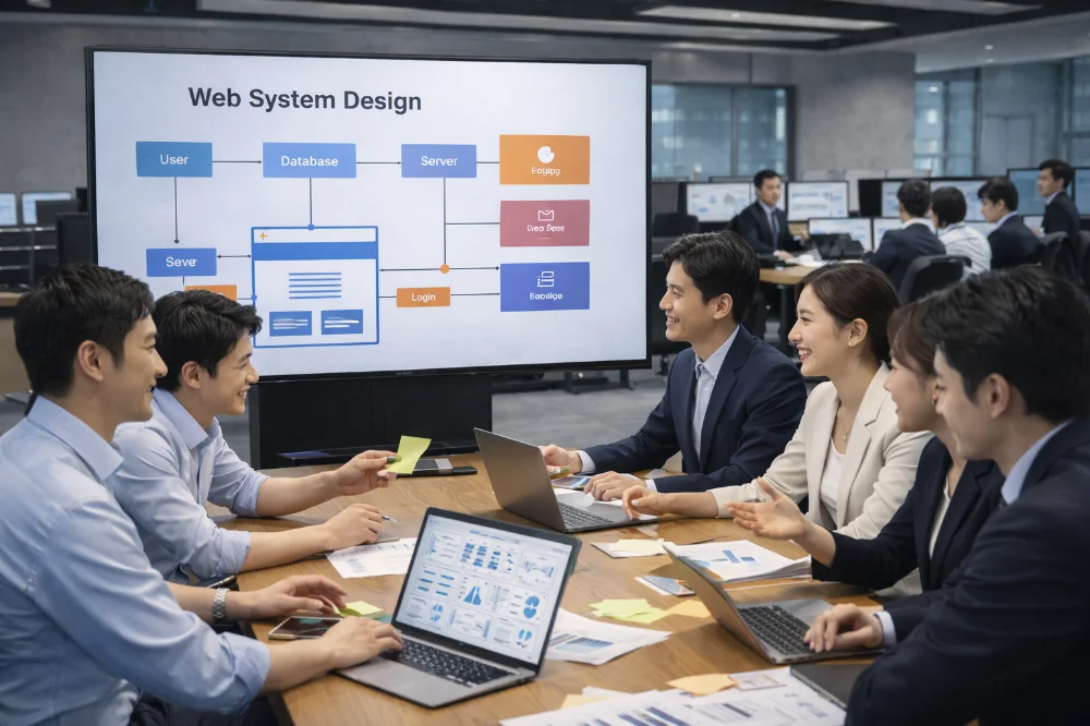 Webシステム設計を議論するエンジニアチーム